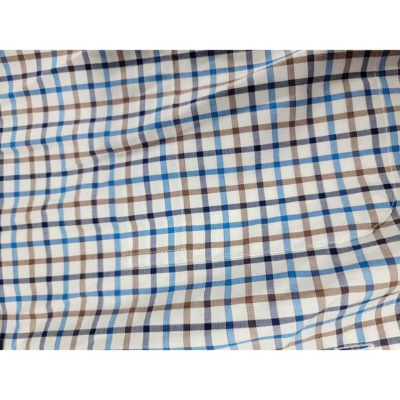 Peter Millar Men’s Large Casual Work Long Sleeve Button Stretch Shirt Plaid blue - Picture 5 of 6